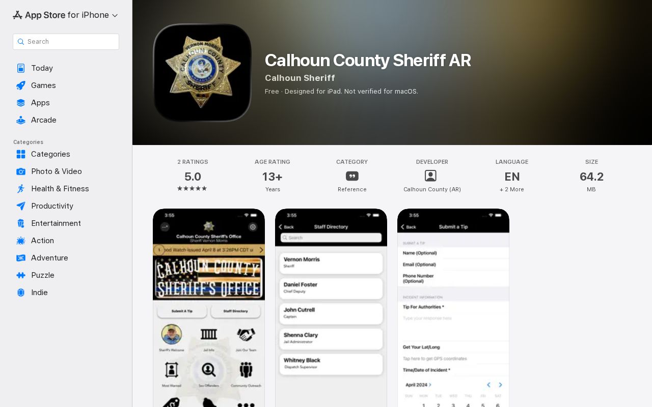 Official Calhoun County Sheriff AR mobile app listing